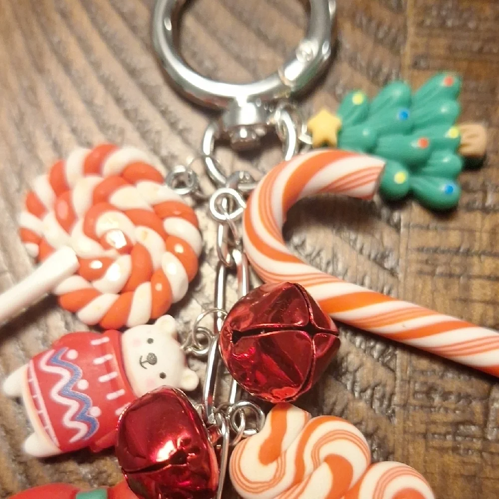 Festive Christmas Candy Keychain Bag Charm